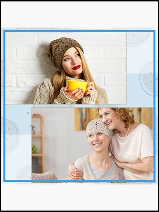 6 Pack Crochet Beanie Women Slouchy Knit Hat Cotton Floral Skull Cap Summer main image 5